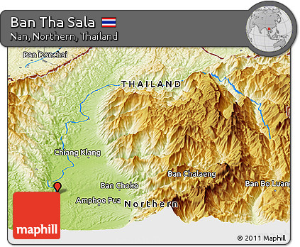 Physical Panoramic Map of Ban Tha Sala