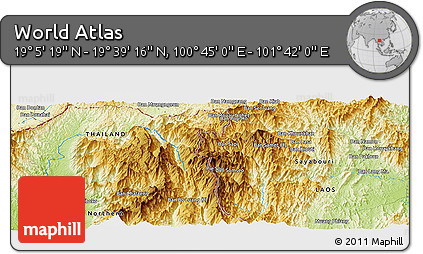 Physical Panoramic Map of the Area around 19° 22' 18" N, 101° 13' 29" E