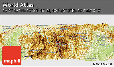 Physical Panoramic Map of the Area around 19° 22' 18" N, 101° 13' 29" E
