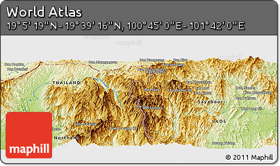 Physical Panoramic Map of the Area around 19° 22' 18" N, 101° 13' 29" E