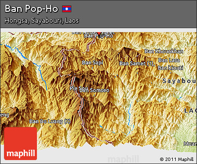 Physical Panoramic Map of Ban Pop-Ho