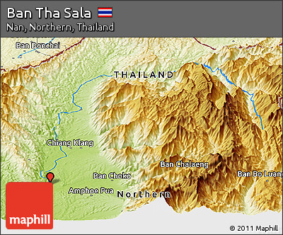 Physical Panoramic Map of Ban Tha Sala