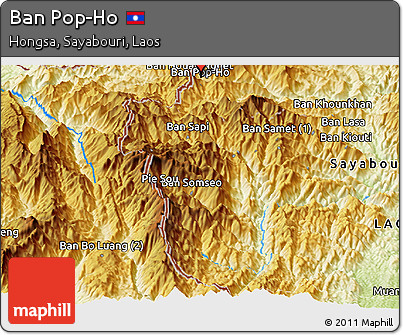 Physical Panoramic Map of Ban Pop-Ho