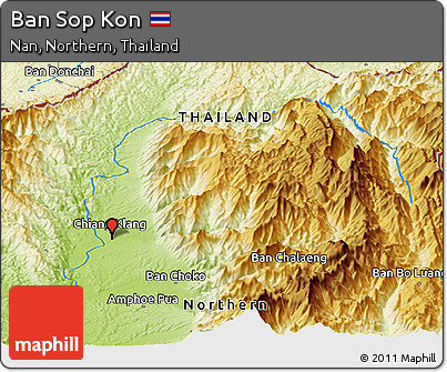 Physical Panoramic Map of Ban Sop Kon