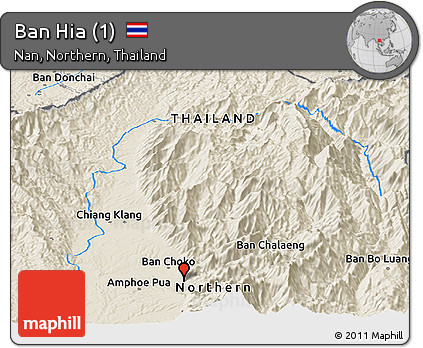 Shaded Relief Panoramic Map of Ban Hia (1)