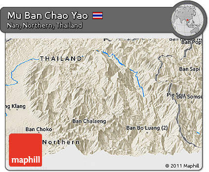 Shaded Relief Panoramic Map of Mu Ban Chao Yao