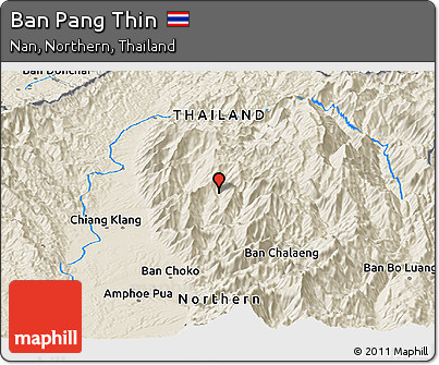 Shaded Relief Panoramic Map of Ban Pang Thin