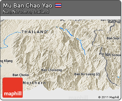 Shaded Relief Panoramic Map of Mu Ban Chao Yao