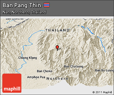 Shaded Relief Panoramic Map of Ban Pang Thin
