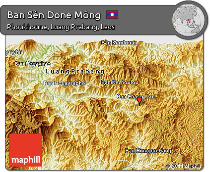 Physical 3D Map of Ban Sèn Done Mông