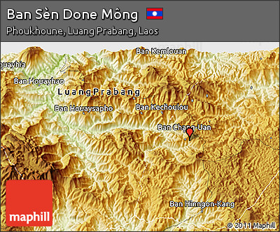 Physical 3D Map of Ban Sèn Done Mông