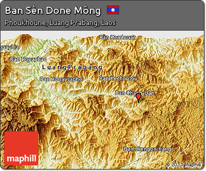 Physical 3D Map of Ban Sèn Done Mông