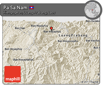 Shaded Relief 3D Map of Pa Sa Nam