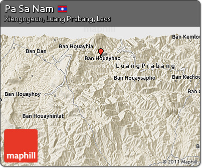 Shaded Relief 3D Map of Pa Sa Nam