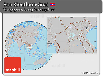 Gray Location Map of Ban Kioutloun-Gnai