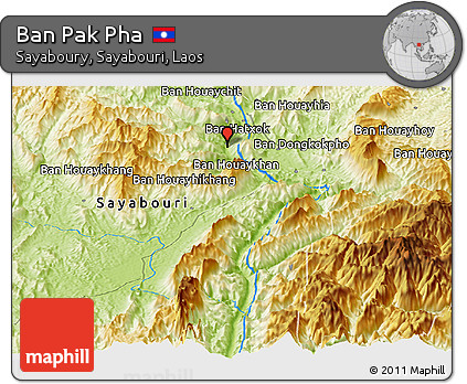 Physical Panoramic Map of Ban Pak Pha