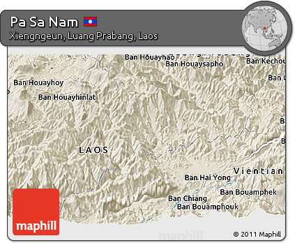 Shaded Relief Panoramic Map of Pa Sa Nam