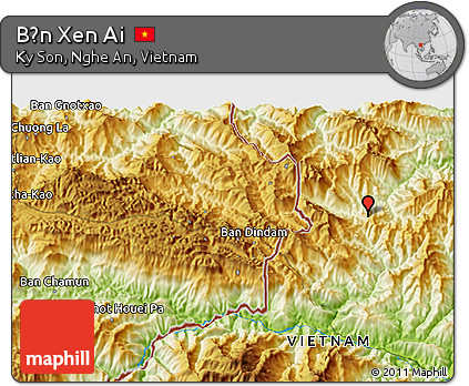 Physical 3D Map of Bản Xen Ai