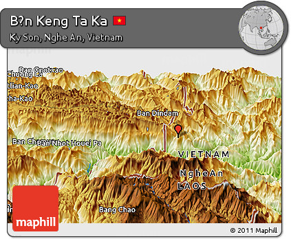 Physical Panoramic Map of Bản Keng Ta Ka