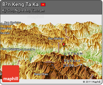 Physical Panoramic Map of Bản Keng Ta Ka