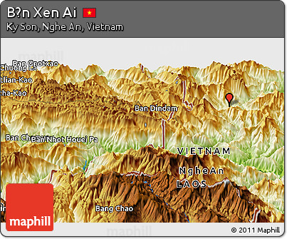 Physical Panoramic Map of Bản Xen Ai