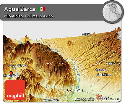 Physical Panoramic Map of Agua Zarca