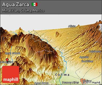 Physical Panoramic Map of Agua Zarca