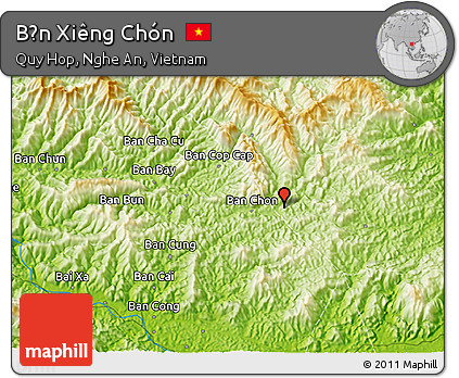 Physical 3D Map of Bản Xiêng Chón