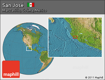 Satellite Location Map of San José