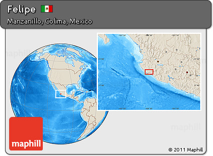 Shaded Relief Location Map of Felipe