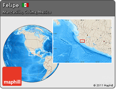 Shaded Relief Location Map of Felipe