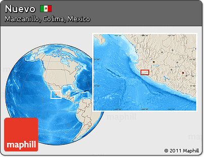 Shaded Relief Location Map of Nuevo