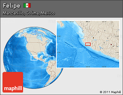 Shaded Relief Location Map of Felipe