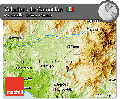 Physical Map of Veladero De Camotlán
