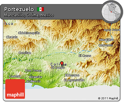 Physical Panoramic Map of Portezuelo
