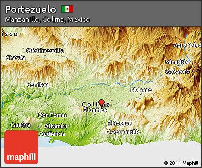 Physical Panoramic Map of Portezuelo