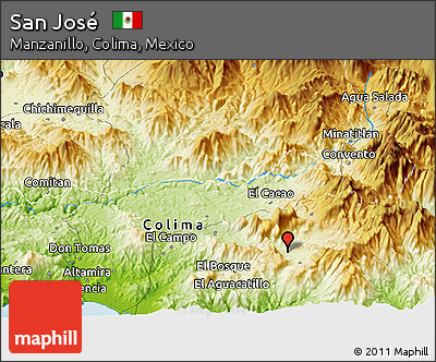 Physical Panoramic Map of San José