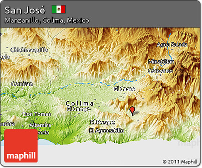 Physical Panoramic Map of San José