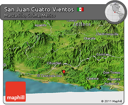 Satellite Panoramic Map of San Juan Cuatro Vientos