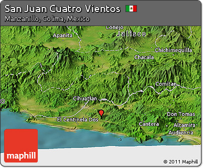 Satellite Panoramic Map of San Juan Cuatro Vientos