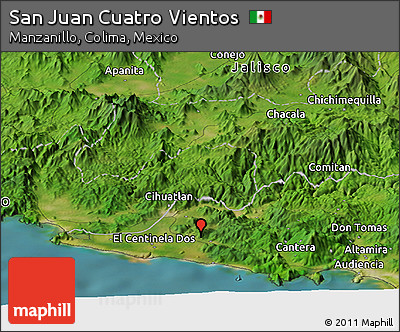 Satellite Panoramic Map of San Juan Cuatro Vientos