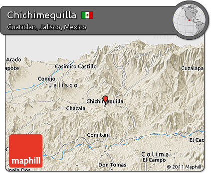 Shaded Relief Panoramic Map of Chichimequilla
