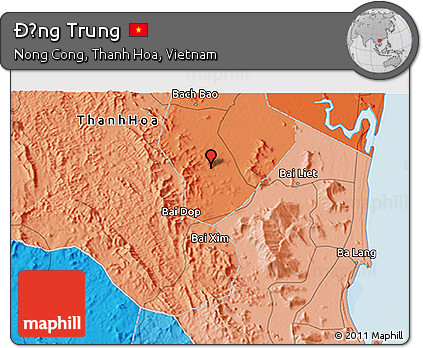 Political 3D Map of Ðồng Trung