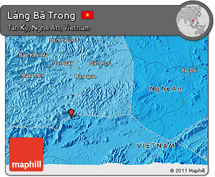 Political 3D Map of Làng Bã Trong