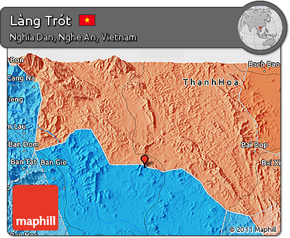 Political 3D Map of Làng Trót