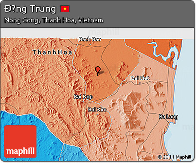 Political 3D Map of Ðồng Trung