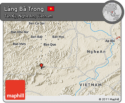 Shaded Relief 3D Map of Làng Bã Trong