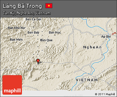 Shaded Relief 3D Map of Làng Bã Trong