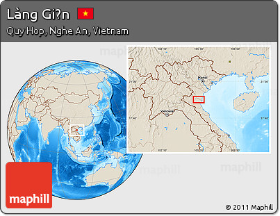 Shaded Relief Location Map of Làng Giộn