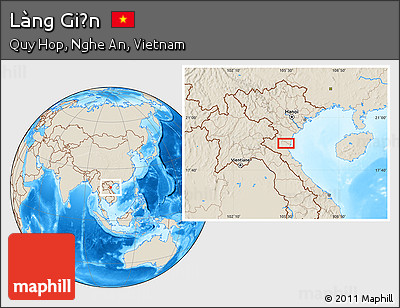 Shaded Relief Location Map of Làng Giộn